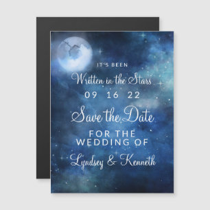 Lunar Sky Volle Maan Sterren Bruiloft Save the Dat Magnetische Uitnodiging