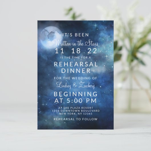 Lunar Sky Volle Maan Sterren Huwelijksrepetitie Di Kaart (Staand voorkant)