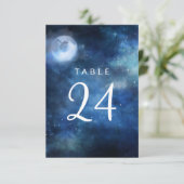 Lunar Sky Volle Maan Sterren Trouwtafel Nummers Kaart (Staand voorkant)