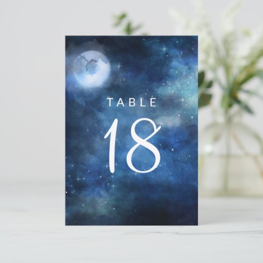 Lunar Sky Volle Maan Zitting Tafel Nummers Kaart (Staand voorkant)