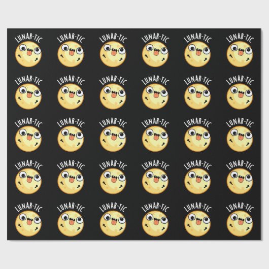 Lunar-tic Funny Astronomy Moon Pun Dark BG Cadeaupapier (Vlak)