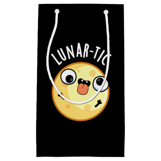 Lunar-tic Funny Astronomy Moon Pun Dark BG Klein Cadeauzakje (Voorkant)