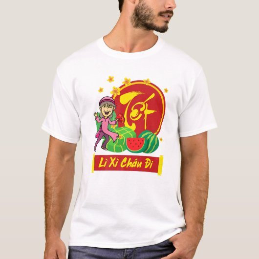 Lunar Vietnamees kalender 2022 | Li Xi Chau di Gir T-shirt (Voorkant)