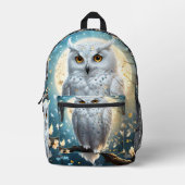Lunar Vigil: De witte sneeuwuil Bedrukte Rugzak (Voorkant)