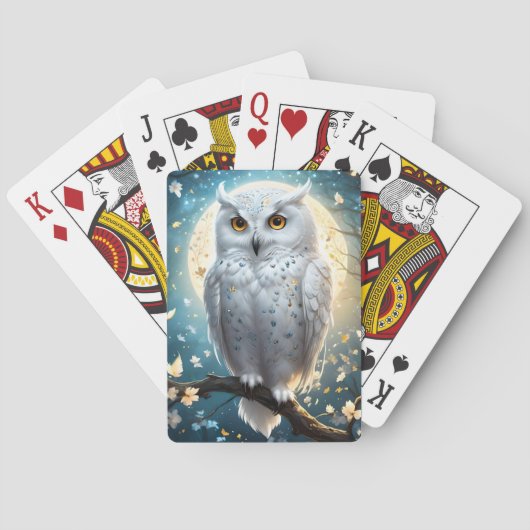 Lunar Vigil: De witte sneeuwuil Pokerkaarten (Achterkant)