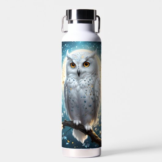 Lunar Vigil: De witte sneeuwuil Waterfles (Voorkant)