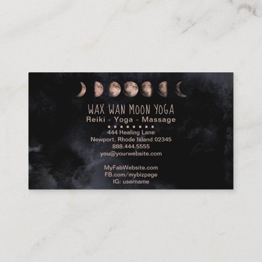 *~* Lunar Wax Wan Full ROOS GOLD Moon Phases Visitekaartje (Achterkant)
