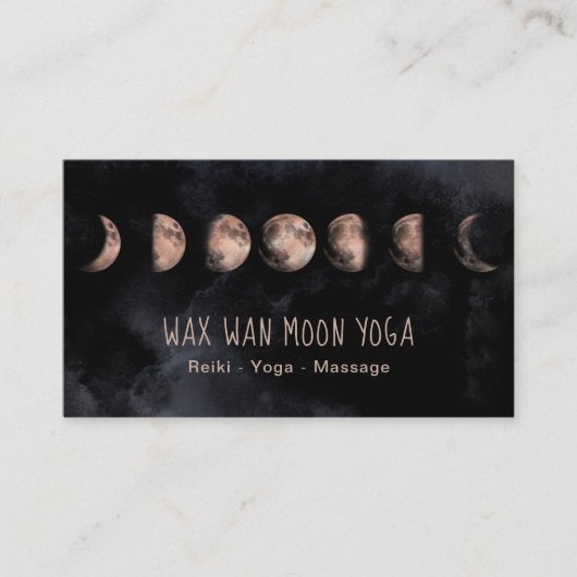 *~* Lunar Wax Wan Full ROOS GOLD Moon Phases Visitekaartje (Voorkant)