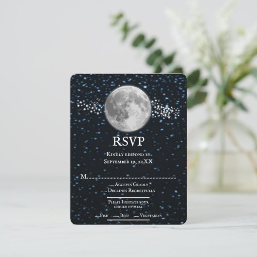Lunar Wedding RSVP Kaart (Staand voorkant)