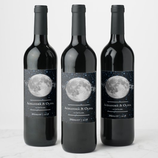 Lunar Wedding Wine Label Wijn Etiket (Flessen)