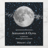 Lunar Wedding Wine Label Wijn Etiket (Enkel label)