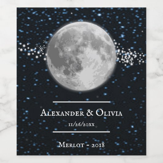 Lunar Wedding Wine Label Wijn Etiket (Enkel label)