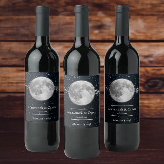 Lunar Wedding Wine Label Wijn Etiket