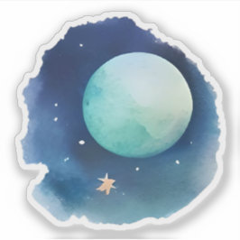 Lunar Whispers: Waterverf Nightscape Sticker