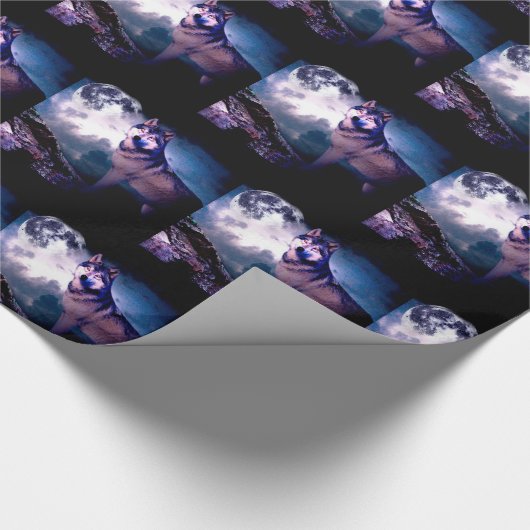 Lunar wolf cadeaupapier (Hoek)