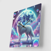 Lunar Wolf Dream Vierkante Klok (Hoek)