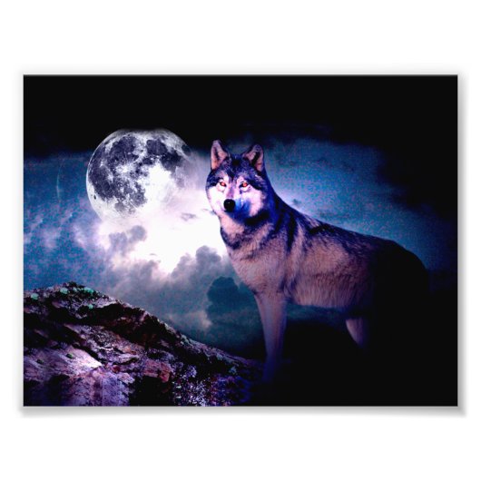Lunar wolf foto afdruk (Voorkant)