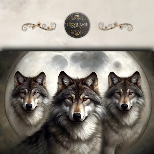 Lunar Wolf Pack Decoupage Tissuepapier