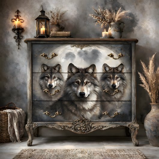 Lunar Wolf Pack Decoupage Tissuepapier