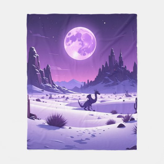 Lunar Wyrm Fleece Blanket – Purple Dragon Under th Deken (Voorkant)