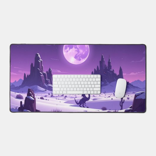 Lunar Wyrm – Purple Dragon Under the Moon Desk Mat (Keyboard & Muis)