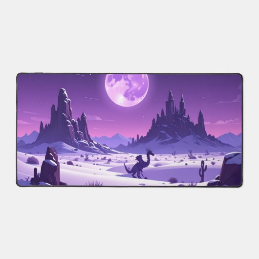 Lunar Wyrm – Purple Dragon Under the Moon Desk Mat (Voorkant)