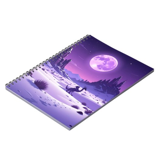 Lunar Wyrm – Purple Dragon Under the Moon Desk Mat Notitieboek (Linkerzijde)