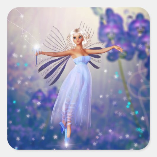 Lunaria, de Twilight Fairy Vierkante Sticker (Voorkant)