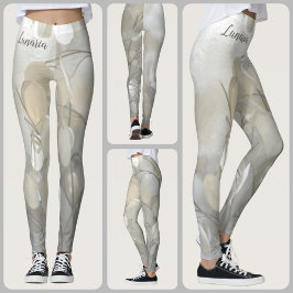 Lunaria Zilveren Dollar Bloemig Wit Chic Leggings