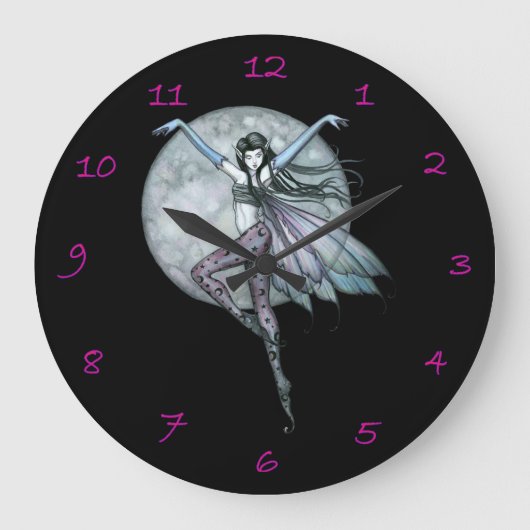 Luna's Ascent Fairy Fantasy Art Clock Grote Klok (Voorkant)