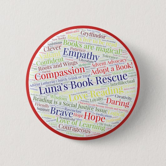 Luna's Book Rescue Ronde Button 5,7 Cm (Voorkant)