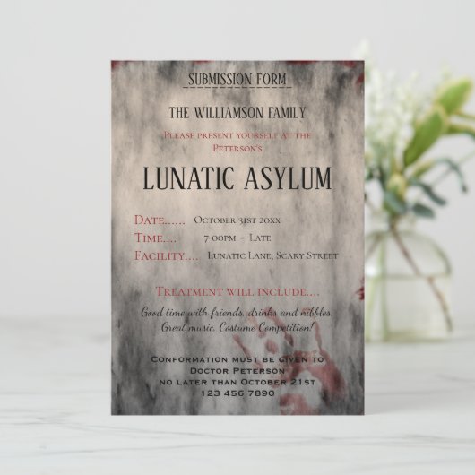 Lunatic Asilum Halloween Kaart (Staand voorkant)