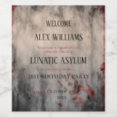 Lunatic Asylum Halloween Verjaardag Wijn Etiket (Enkel label)