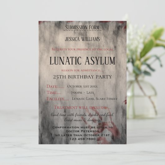 Lunatic Asylum Woman,s Birthday Party Kaart (Staand voorkant)