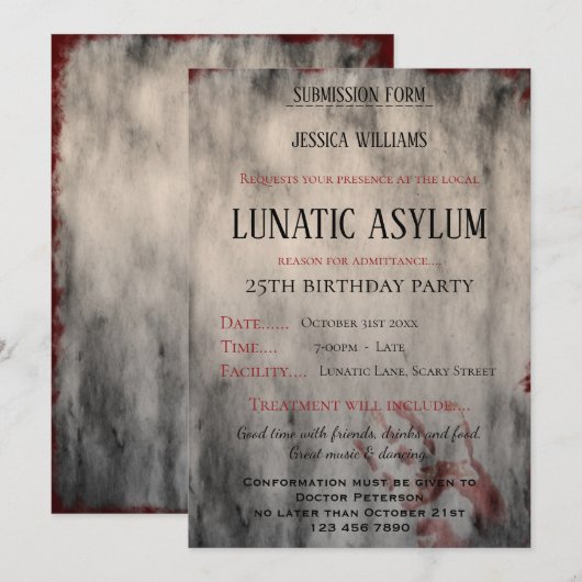 Lunatic Asylum Woman,s Birthday Party Kaart (Voorkant / Achterkant)