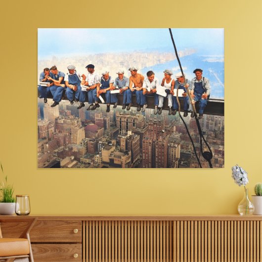 Lunch Atop A Skyscraper 1932 NYC Gerestaureerd Kle Canvas Afdruk (Insitu (Woonkamer))