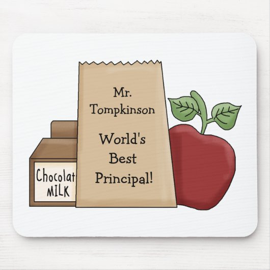 Lunch bag/Apple-World's Best Principal! Muismat (Voorkant)