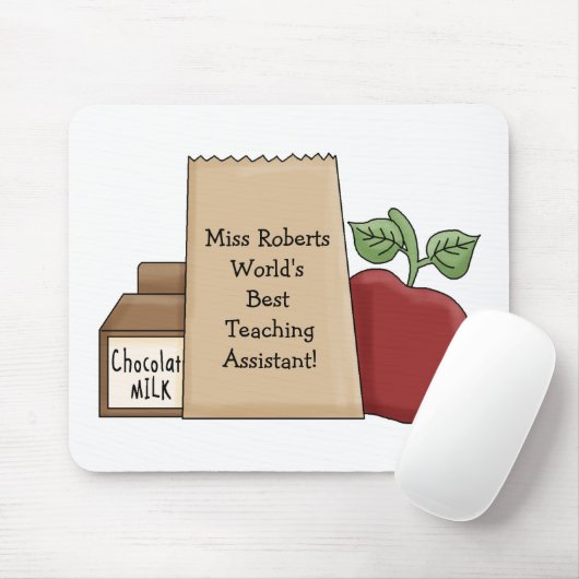 Lunch bag/Apple-World's Best Teaching Assistant! Muismat (Met muis)