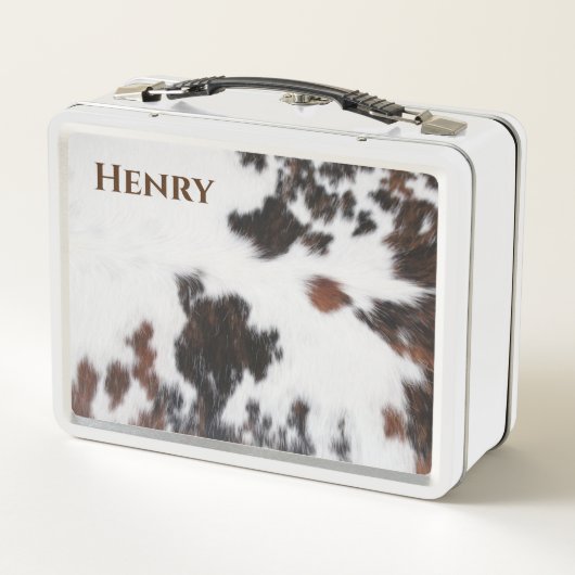 Lunch Box - Bruin/Wit Koeienhuid (Achterkant)