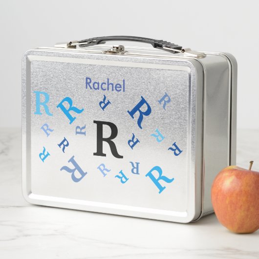 Lunch Box - Jumked Letters in Blue (In situ)