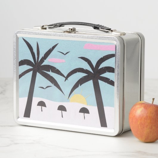 Lunch Box met Silhouetted Beach Design (In situ)