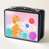 Lunch Box met witte wolken roze, blauw, (Achterkant)