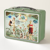 Lunch Box Oude tijd thema strand scene (Voorkant)