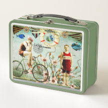 Lunch Box Oude tijd thema strand scene