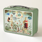 Lunch Box Oude tijd thema strand scene (Achterkant)
