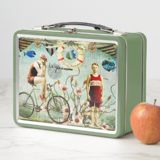 Lunch Box Oude tijd thema strand scene