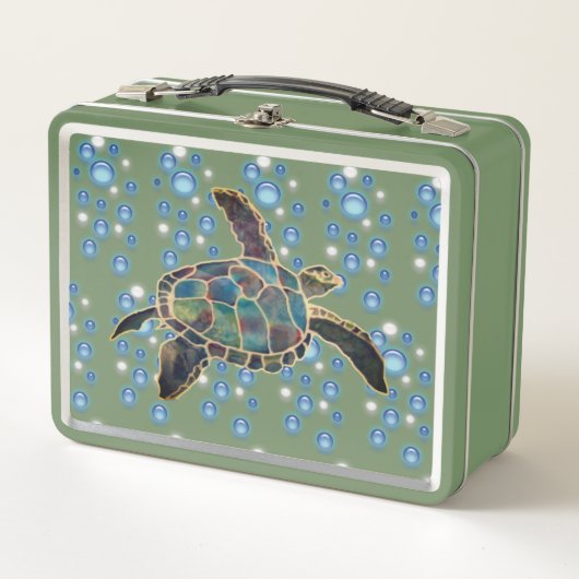Lunch Box - Turtle Swimming between Bubbles (Voorkant)
