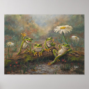"Lunch Break" Handgeschilderde Kikkers Poster