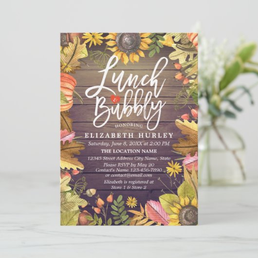 Lunch & Bubble Vrijgezellenfeest Maple Leaves Pump Kaart (Staand voorkant)