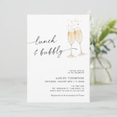 Lunch & Bubbly Bruidsfeest, Champagne Bruiloft Kaart (Staand voorkant)